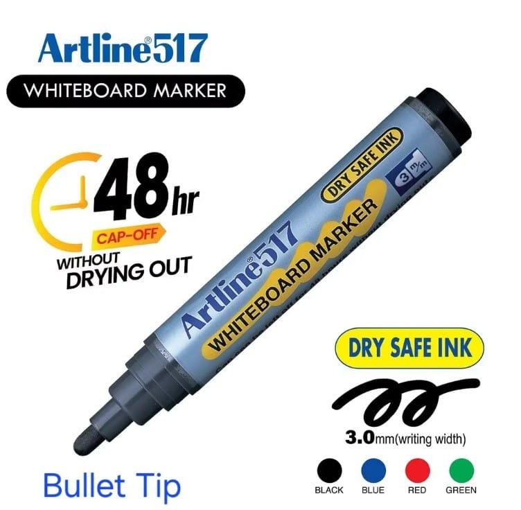 ปากกาไวท์บอร์ด ARTLINE EK-517 หัวกลม 3.0 มม. สีน้ำเงิน_4